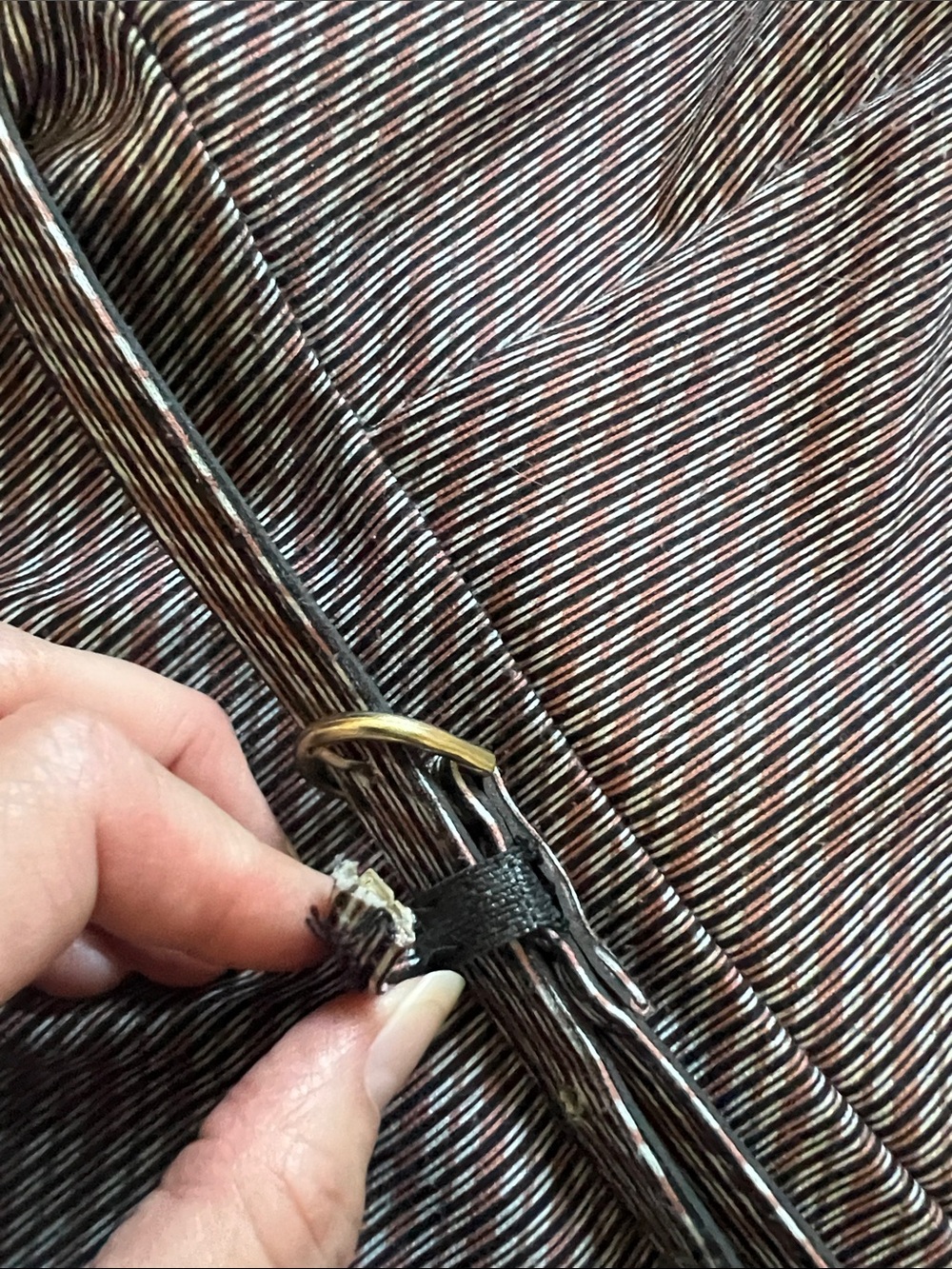 The Limited Brown & Black Pinstripe Peplum Belted Blouse - Picture 4 of 4
